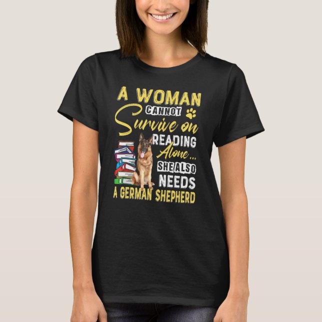 BookaholDam Cute German Shepherd Mamma Bookworm T Shirt (Framsida)