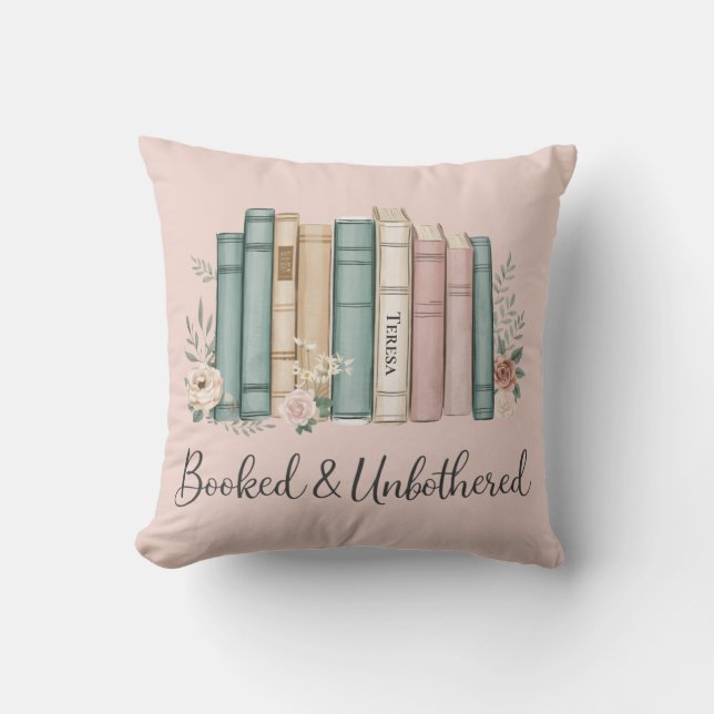 Booked and Unbothered Cozy Reading Nook Book Lover Kudde (Framsida)