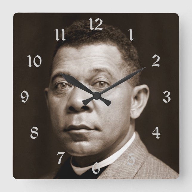 Booker T Washington African American Educator Squa Fyrkantig Klocka (Framsida)