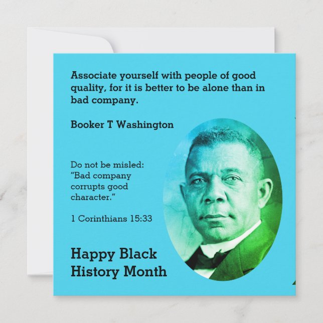 BOOKER T WASHINGTON Motivering Scripture Quote (Framsida)