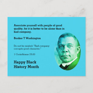 BOOKER T WASHINGTON Motivering Scripture Quote Vykort