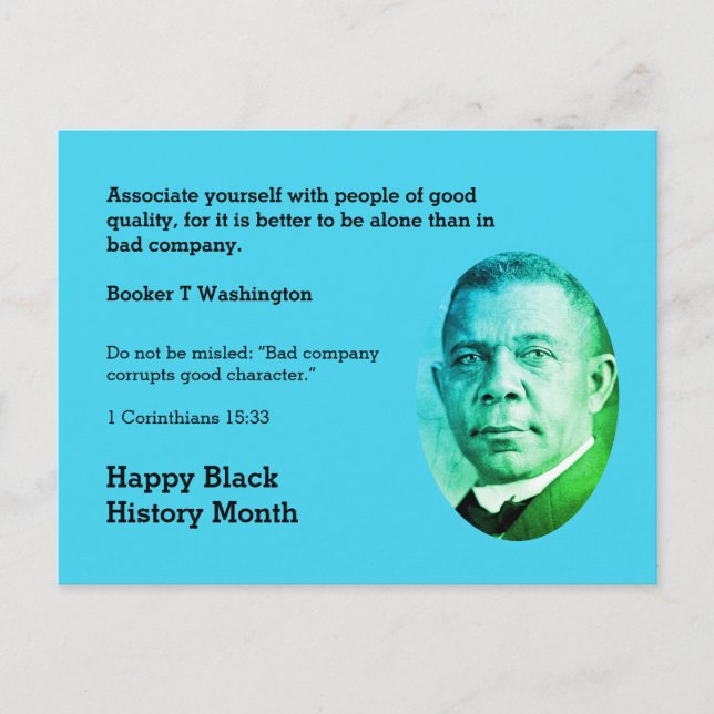 BOOKER T WASHINGTON Motivering Scripture Quote Vykort (Framsida)