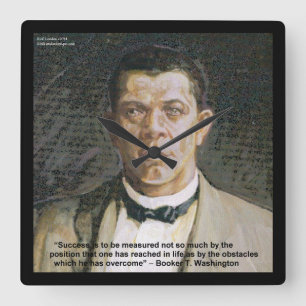 Booker T Washington & Success Quote Wall Clock Fyrkantig Klocka