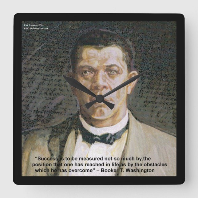 Booker T Washington & Success Quote Wall Clock Fyrkantig Klocka (Framsida)