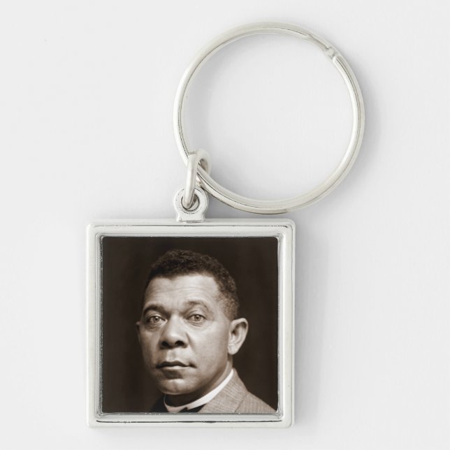 Booker Washington: African American Educator Fyrkantig Silverfärgad Nyckelring (Framsidan)