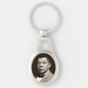 Booker Washington: African American Educator Ovalt Silverfärgad Nyckelring
