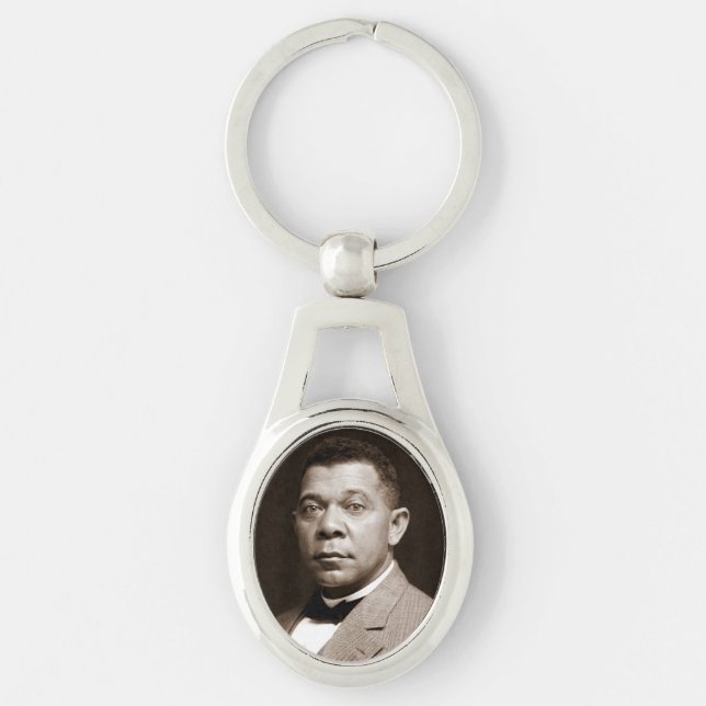 Booker Washington: African American Educator Ovalt Silverfärgad Nyckelring (Framsidan)