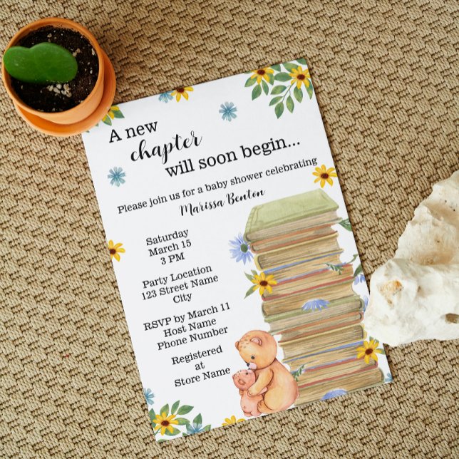 Bookish Bear Baby Shower-inbjudan Inbjudningar (Skapare uppladdad)