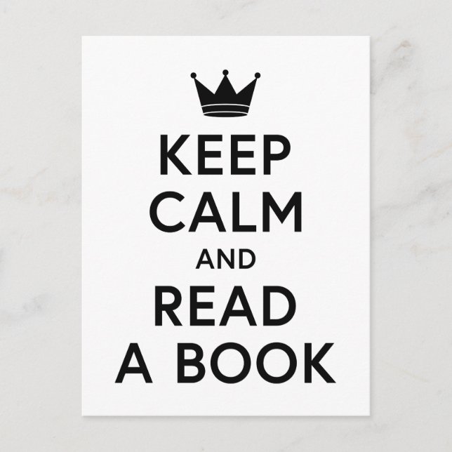 Bookish Behålla Lugn och Read a Bok Vykort (Framsida)