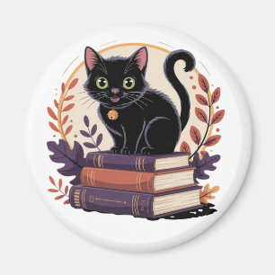 Bookish Black Cat - Kids' Magnet