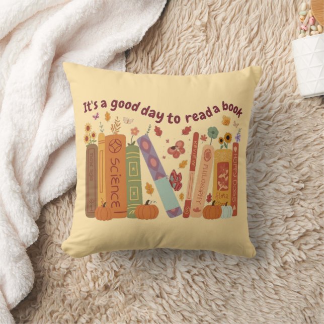 Bookish bok Älskare, Orange Pumpkin och Höst löv Kudde (Filt)