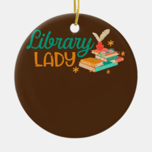 Bookish Bookish Bookworm bibliotek Dam Julgransprydnad Keramik