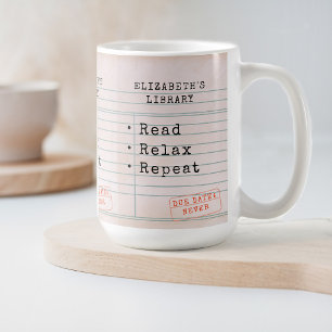 Bookish Bookworm Vintage Bibliotek kort bok Älskar Kaffemugg