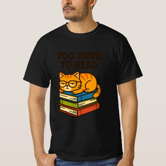 Bookish Cat T-Shirt - Perfekt för Katt & Bok Älska (Framsida)