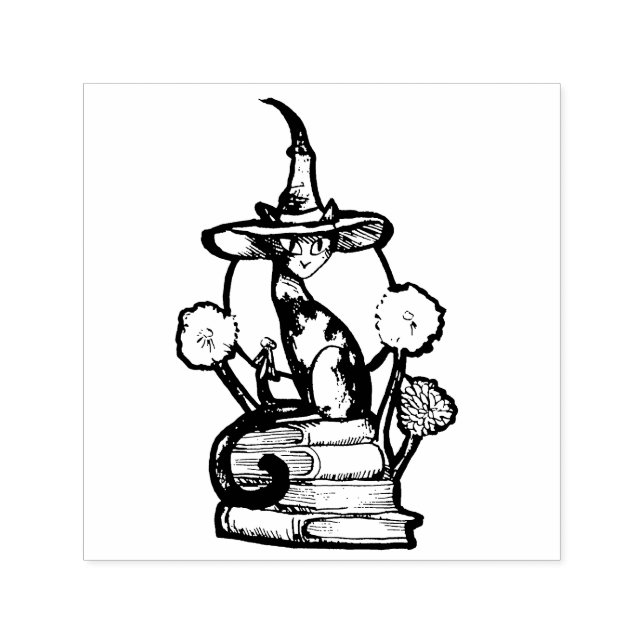 Bookish Cat Witch                                  Självfärgande Stämpel (Design)