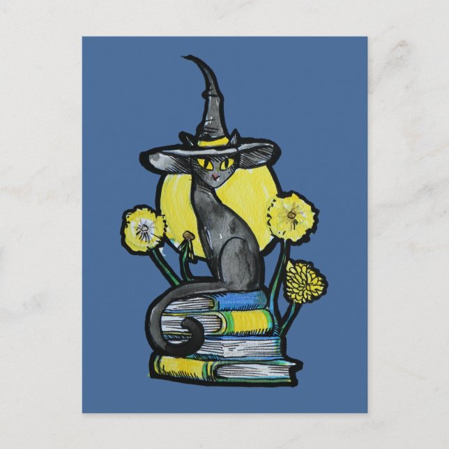 Bookish Cat Witch                                  Vykort (Framsida)