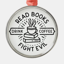 Bookish christian-kaffet bok älskare citerar julgransprydnad metall