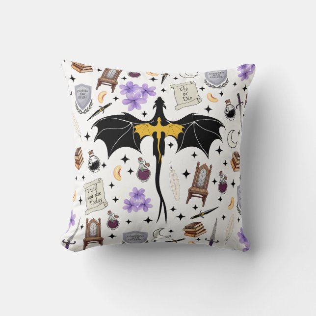 Bookish Fourth Wing Throw Cushion Kudde (Framsida)