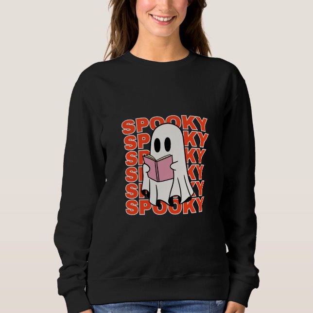 Bookish Ghost Reading - Spooky Season T Shirt (Framsida)
