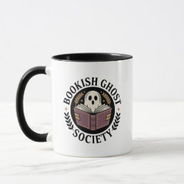 Bookish Ghost Society Cream Badge Reader Spooky Mugg