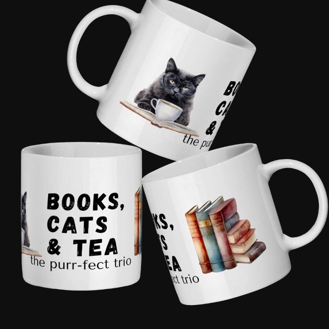Bookish gift bok älskare, kattägare, tedrickare kaffemugg (Skapare uppladdad)