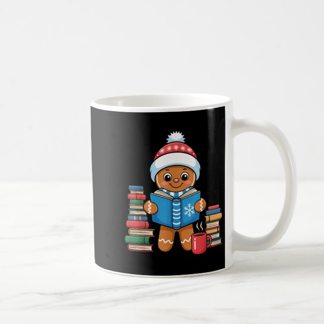 Bookish Gingerbread Reading Books Christmas Pajama Kaffemugg (Höger)