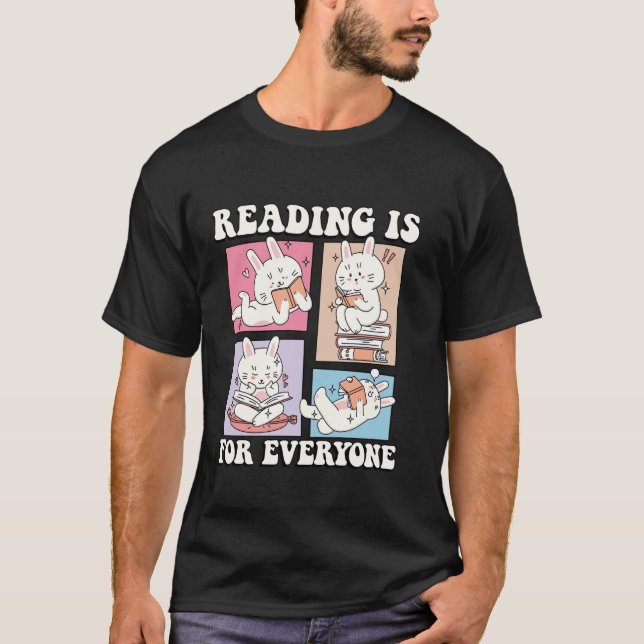 Bookish Groovy Cute Bunny Art Reading är till för  T Shirt (Framsida)