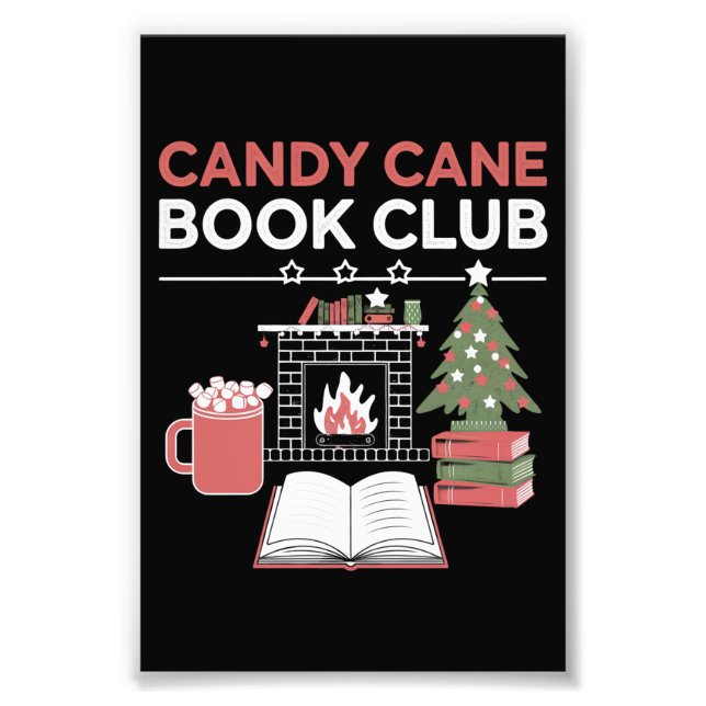 Bookish jul Candy cane Bok Klubb Bookish Fototryck (Framsidan)