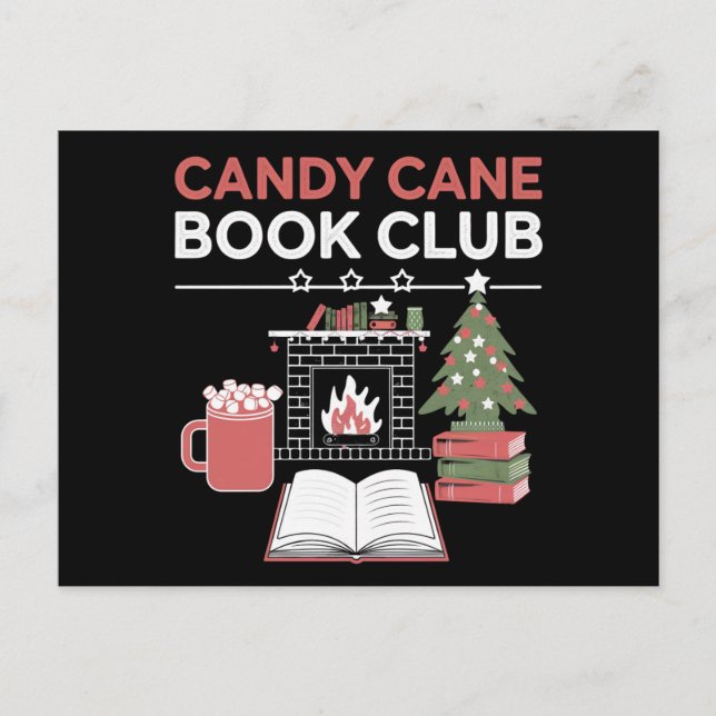 Bookish jul Candy cane Bok Klubb Bookish Vykort (Framsida)