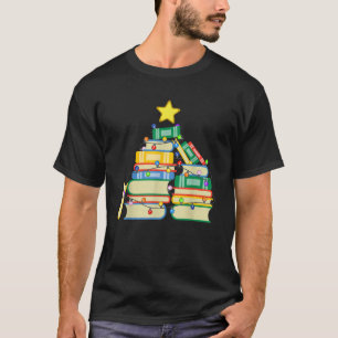 Bookish Julgran jul Bibliotek Träd för T Shirt
