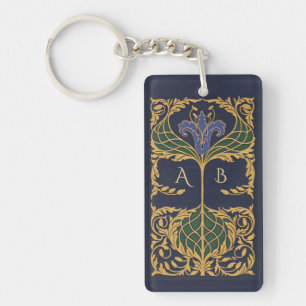 Bookish Keychain i Monogram Art nouveau