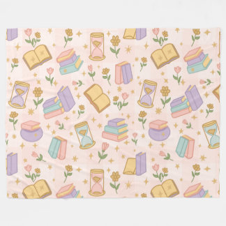 Bookish Magic Pastel Girl Pink Fleecefilt