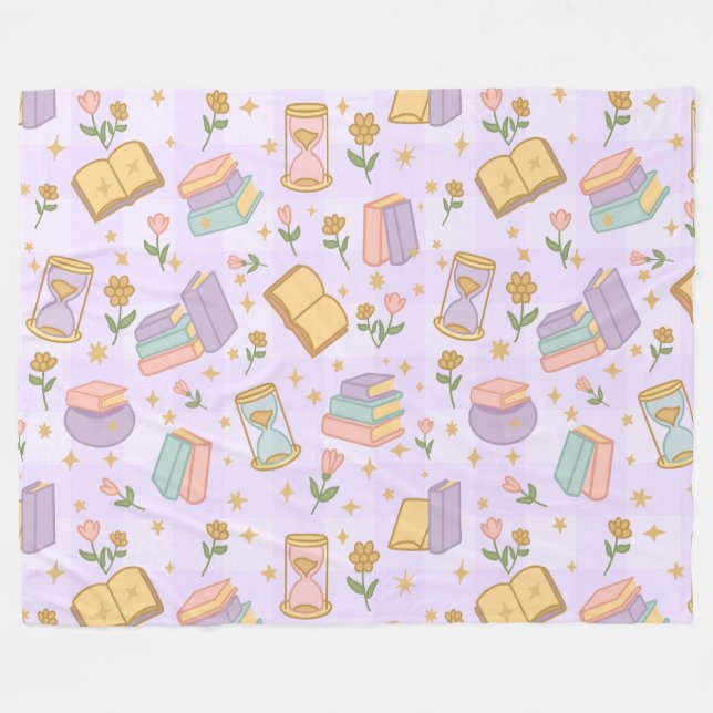 Bookish Magic Purple Girl Pastel Fleecefilt (Framsidan (Horisontell))