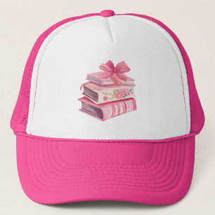 Bookish rosa vattenfärgsbåge som läser kärlek keps