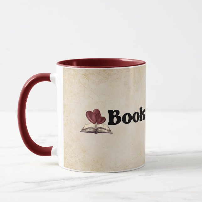 Bookish Troves Book Lover Hearts Bold Red Black Mugg (Vänster)