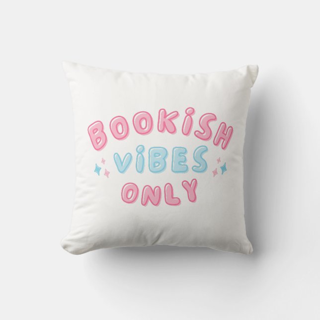 Bookish Vibes Only Cute Typography Groovy Kudde (Framsida)
