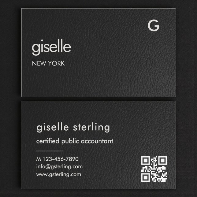 Bookkeeper Accountant CPA Faux Leather QR Code  Visitkort (Skapare uppladdad)