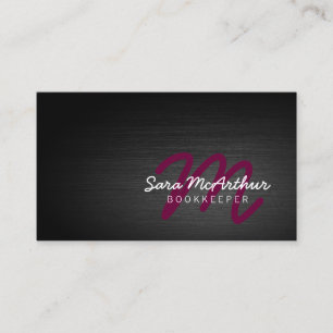 Bookkeeper Finance Services Mörk Cursive Monogram Visitkort