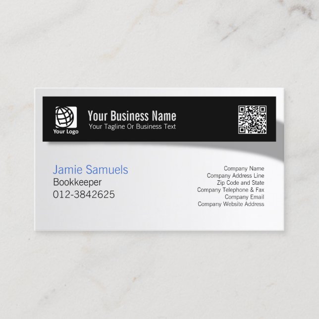 Bookkeeper Finance Services Simple Shadow Banner Visitkort (Framsida)