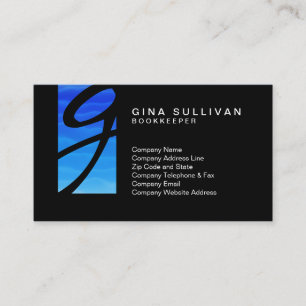 Bookkeeper Financial Services Blue Wave Monogram Visitkort