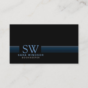 Bookkeeper Financial Services BlueStripe Monogram Visitkort
