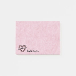 Bookkeeper Leopard Heart Ram Rosa 4"x3" Post-it Block