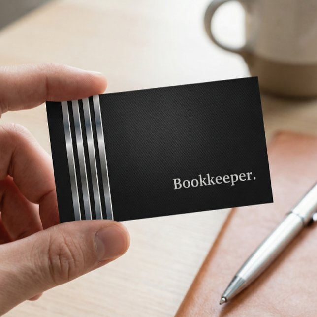 Bookkeeper Professionell Black Silver Visitkort (Skapare uppladdad)