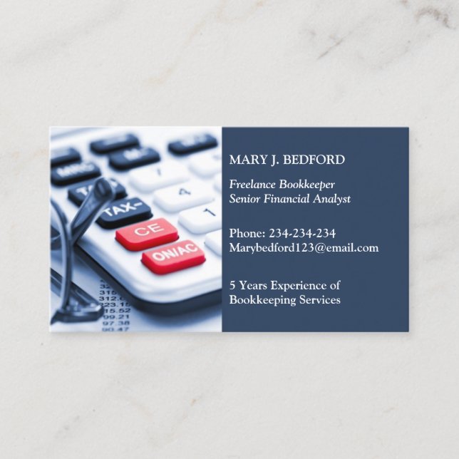 Bookkeeping Services Business Card Template Visitkort (Framsida)