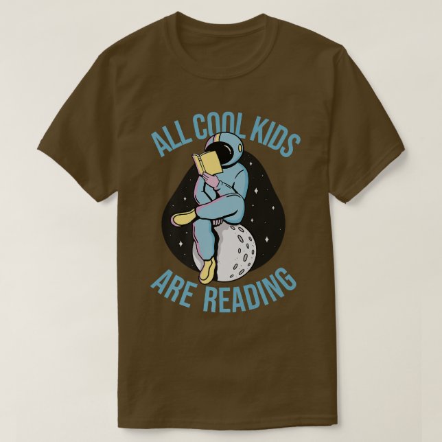 BookLover Astronaut Läser Bok bokmask T Shirt (Design framsida)