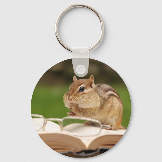 Booklover Chipmunk Keychain Nyckelring (Framsida)