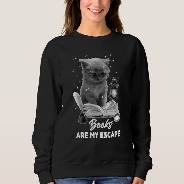 Bookmark Books Are My Escape Cat Reading A Book Lo T Shirt (Framsida)