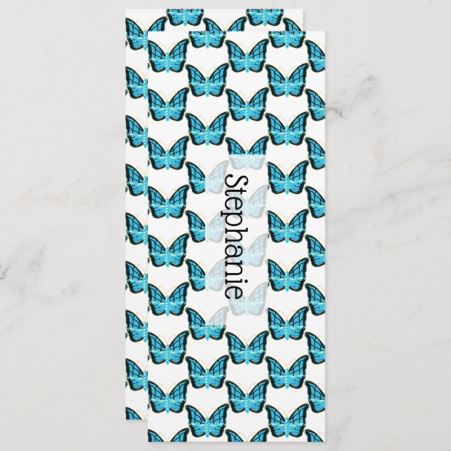 Bookmark för Blue Butterfly Design (Fram/baksida)
