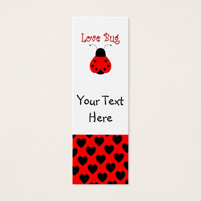 Bookmark för Cute Kärlek Kryp Heart Ladybug Litet Visitkort (Framsidan)
