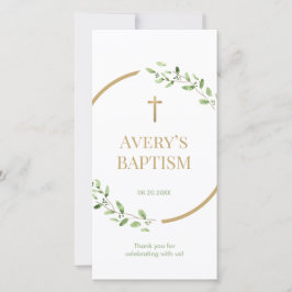 Bookmark för vattenfärgsutandning Guld kor Baptism Tack Kort